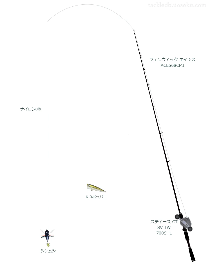  エイシス ACES68CMJとダイワのリールでシンムシを使用するタックル