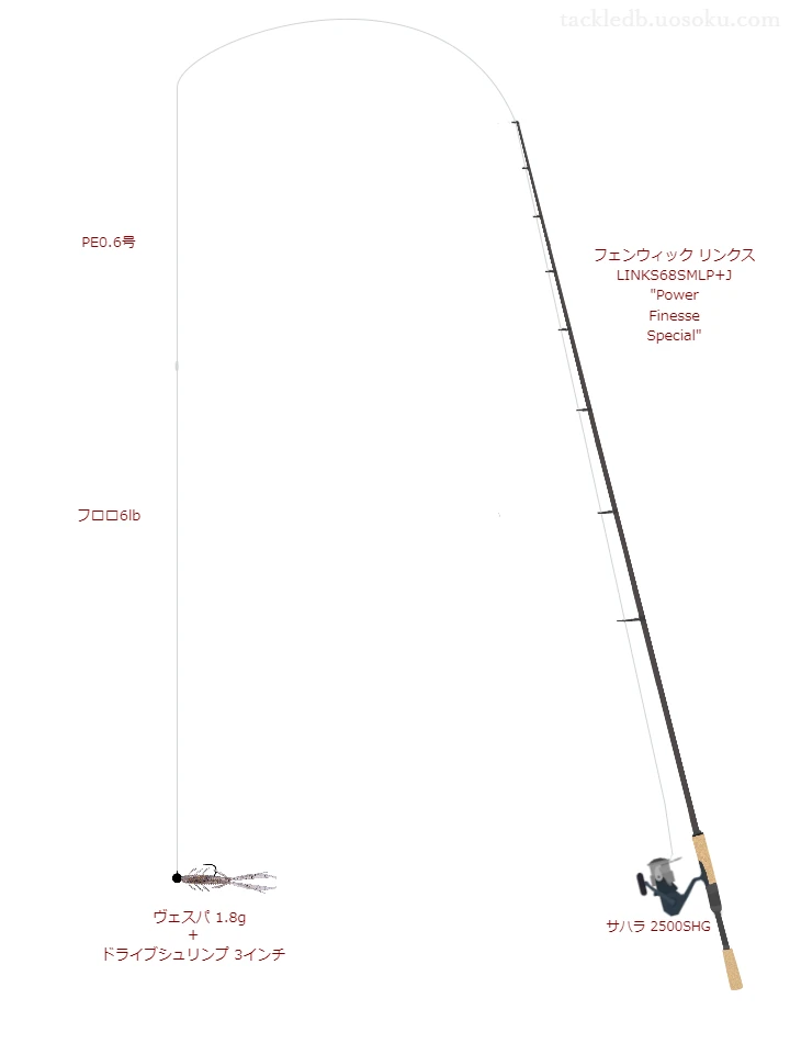  リンクス LINKS68SMLP+J ,サハラ 2500SHG,ワームを使うバス釣りタックル【仮想インプレ】