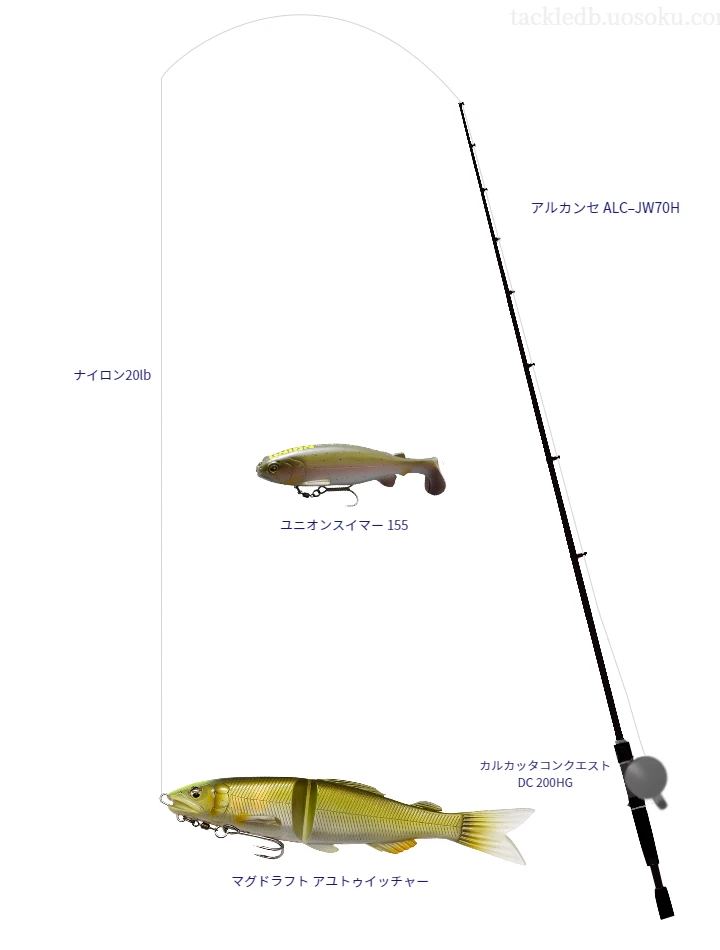 【安曇川】マグドラフト アユトゥイッチャーのためのバス釣りタックル【アルカンセ ALC–JW70H】