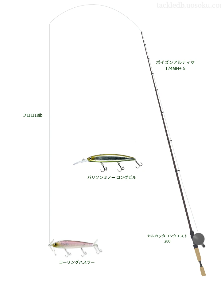 上級者向けバス釣りタックル。ポイズンアルティマ 174MH+とシマノのリール