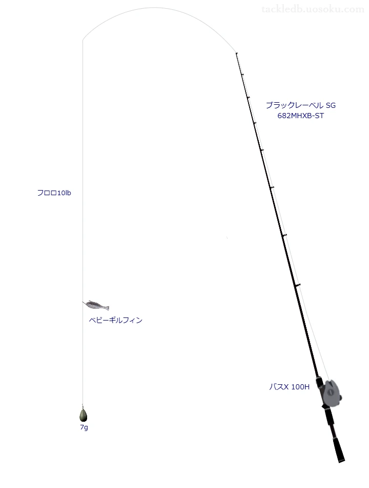 ブラックレーベル SG 682MHXB-STとダイワのリールでベビーギルフィンダウンショットリグを使用するタックル