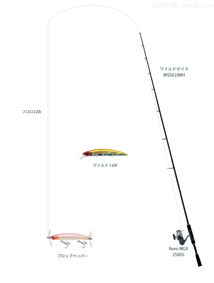 ワイルドサイド WSS610MHとアブガルシアのリールでプロップペッパーを使用するタックル