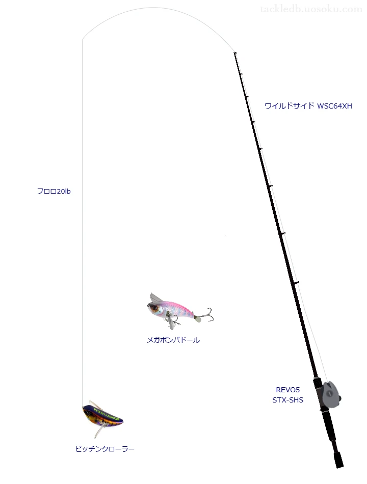 中級バス釣りタックル。ワイルドサイド WSC64XHとアブガルシアのリール