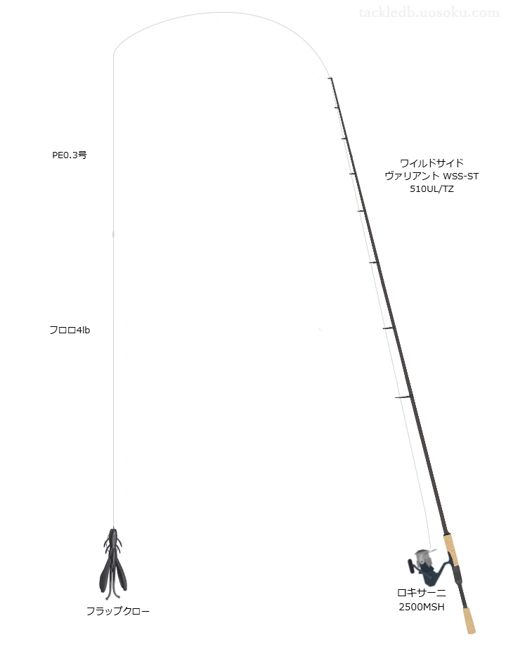 アブソルートPE X4 0.3号とフロロ4lbを使用したスピニングタックル【ワイルドサイド ヴァリアント WSS-ST 510UL/TZ】