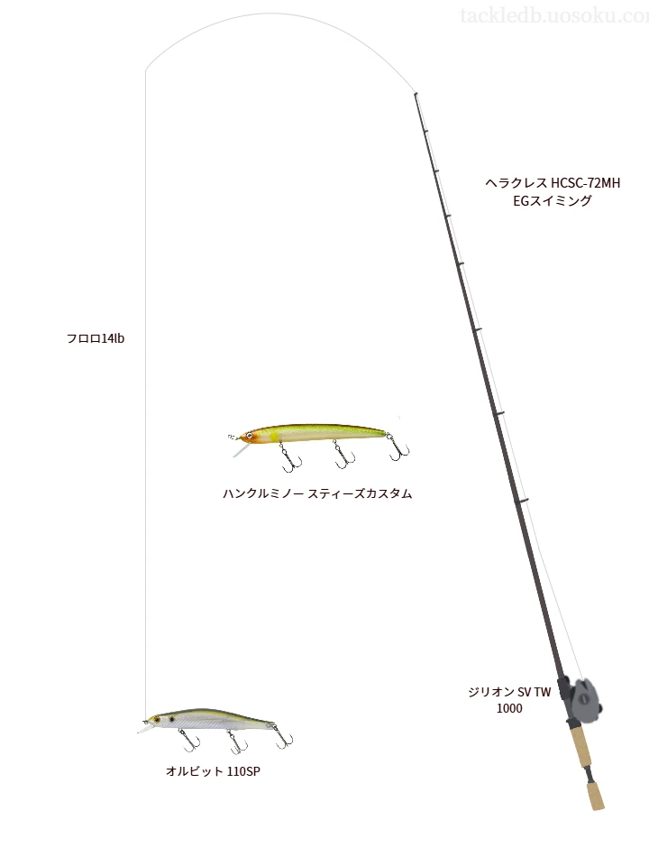 上級者向けバス釣りタックル。ヘラクレス HCSC-72MH EGスイミングとダイワのリール