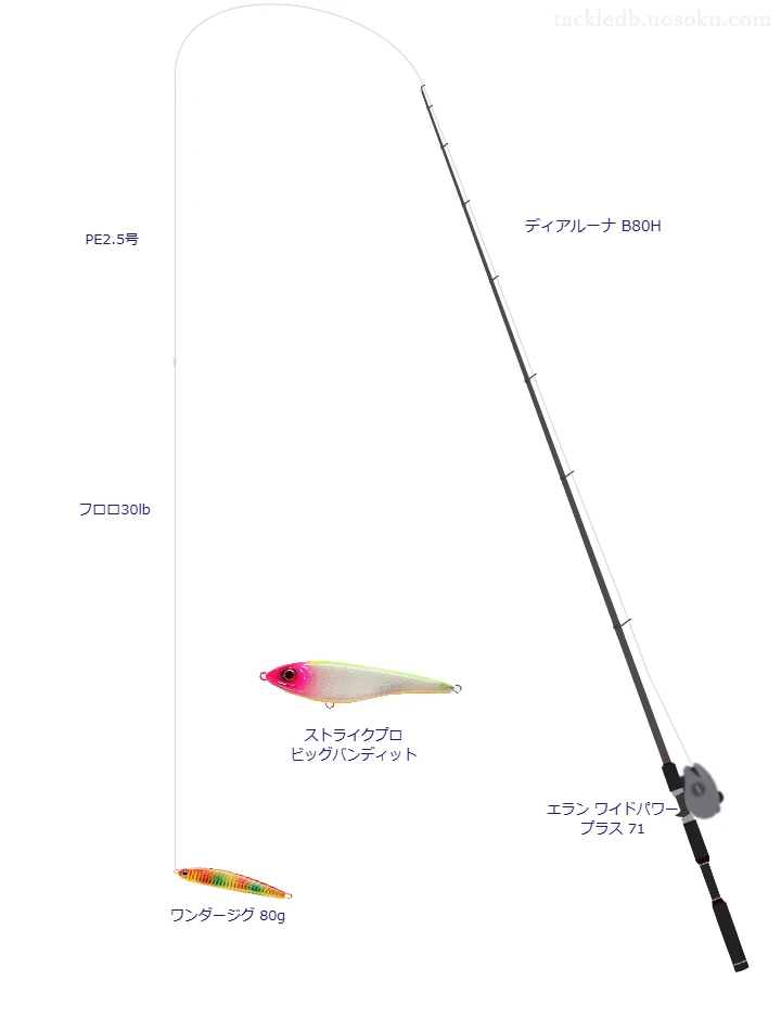 ディアルーナ B80H,エラン ワイドパワー プラス 71,メタルジグを使うシーバスタックル【仮想インプレ】