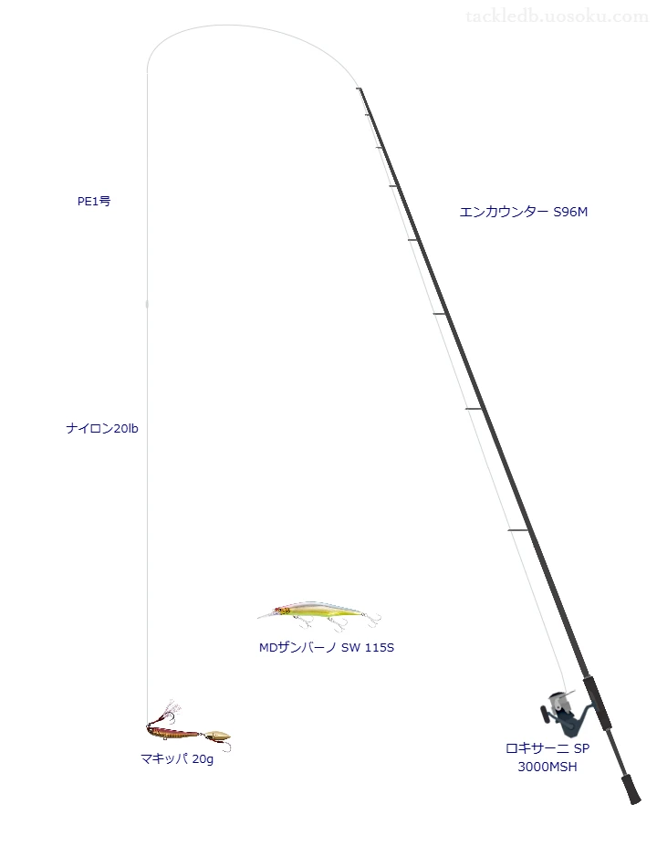 マキッパ 20gのためのスピニングタックル。シマノのロッドとアブガルシアのリール