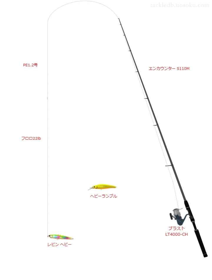 レビン ヘビーのためのスピニングタックル。シマノのロッドとダイワのリール