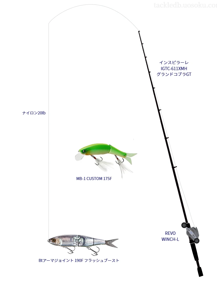 Btアーマジョイント 190F フラッシュブーストのためのベイトタックル。エバーグリーンのロッドとアブガルシアのリール