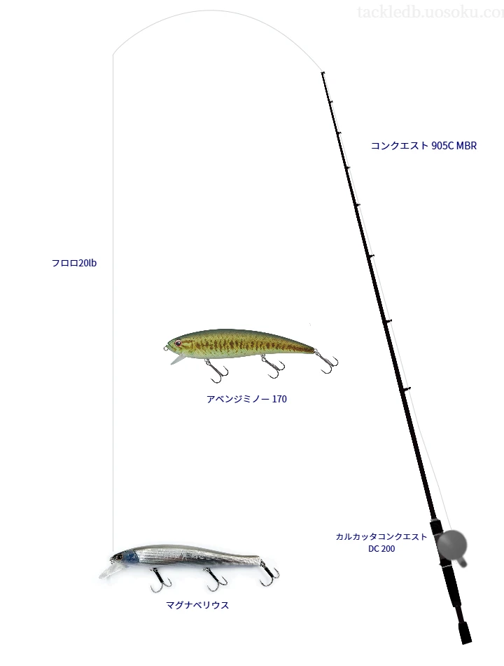 コンクエスト 905C MBR,カルカッタコンクエスト DC 200,ミノーを使うバス釣りタックル【仮想インプレ】