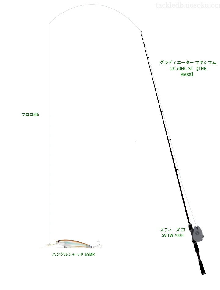 上級者向けバス釣りタックル。グラディエーター マキシマム GX-70HC-ST とダイワのリール