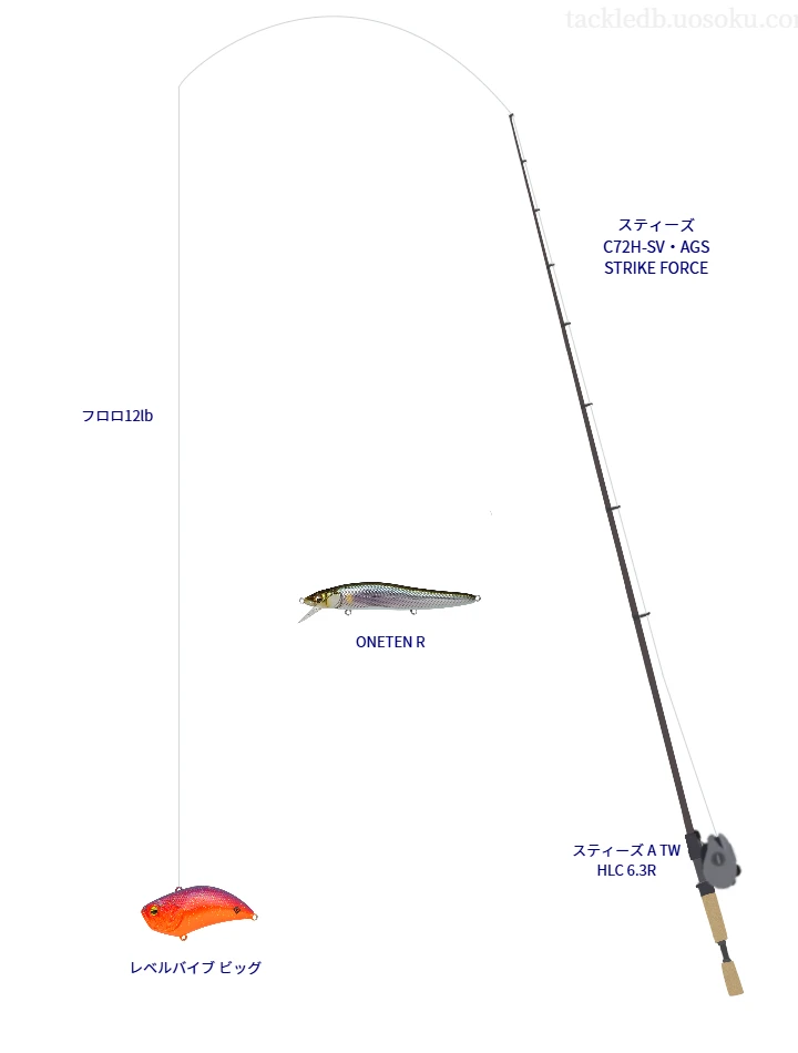  スティーズ C72H-SV・AGS STRIKE FORCEとダイワのリールでレベルバイブ ビッグを使用するタックル