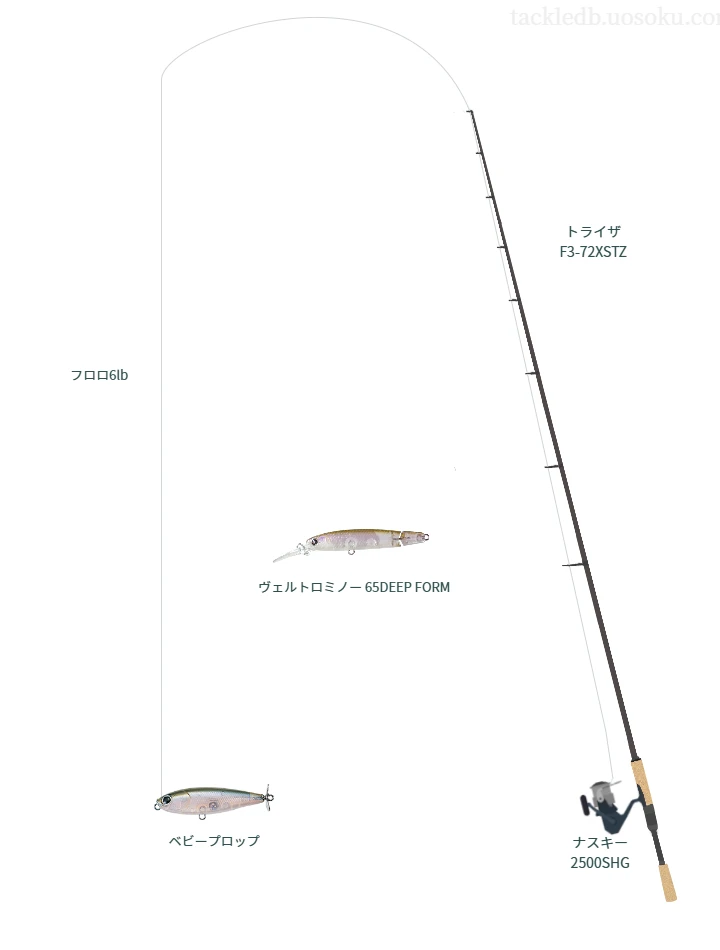 トライザ F3-72XSTZ,ナスキー 2500SHG,プロップベイトを使うバス釣りタックル【仮想インプレ】