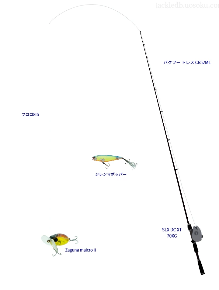 バクフー トレス C652ML,SLX DC XT 70XG,トップウォーターを使うバス釣りタックル【仮想インプレ】