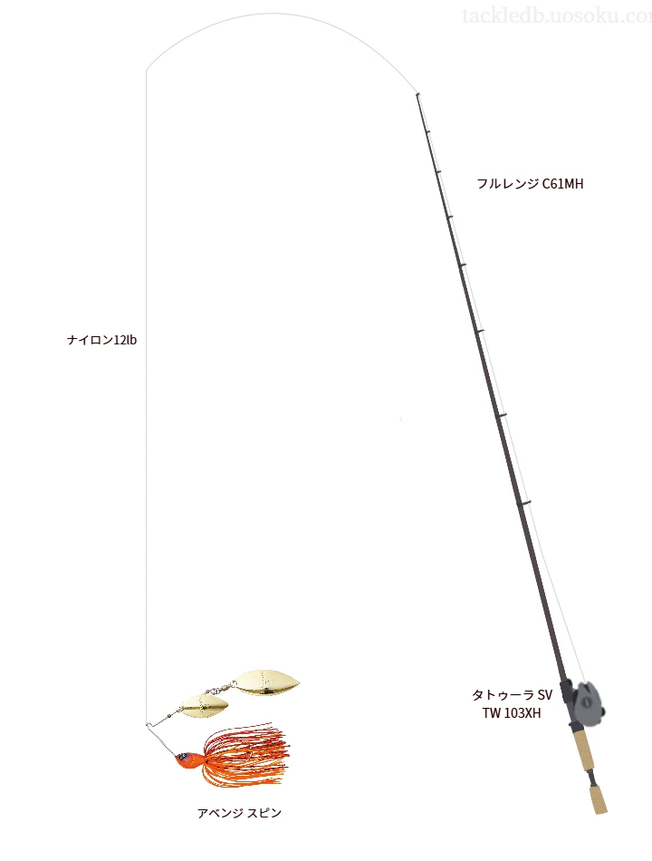 フルレンジ C61MHとダイワのリールでアベンジ スピンを使用するタックル