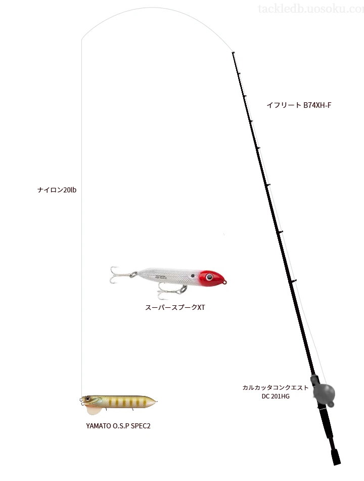 イフリート B74XH-Fとカルカッタコンクエスト DC 201HGによる高級バス釣りタックル【仮想インプレ】