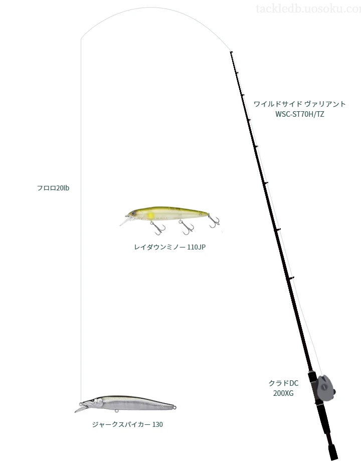 ワイルドサイド ヴァリアント WSC-ST70H/TZとクラドDC 200XGを組み合わせたバスタックル【仮想インプレ】