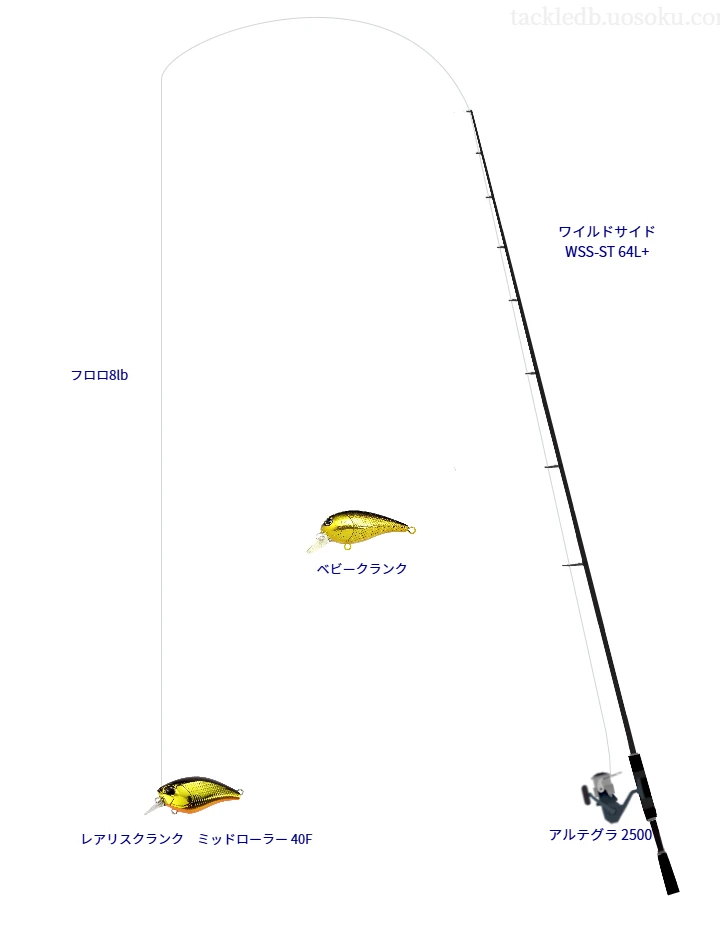 レアリスクランクミッドローラー 40Fにおすすめのスピニングタックル【ワイルドサイド WSS-ST 64L+】