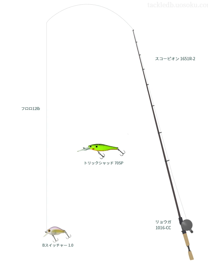 スコーピオン 1651R-2とリョウガ 1016-CC,Bスイッチャー 1.0によるバス釣りタックル【仮想インプレ】