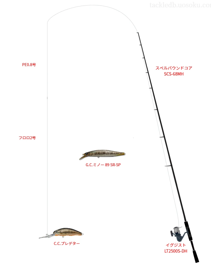 スペルバウンドコア SCS-68MHとイグジスト LT2500S-DHを組み合わせたバスタックル【仮想インプレ】