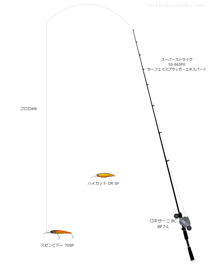 スピンビドー 70SPのためのベイトタックル。スミスのロッドとアブガルシアのリール