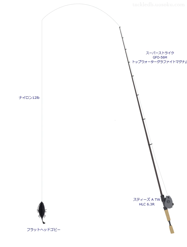 スーパーストライク GFO-56M トップウォーターグラファイトマグナム,スティーズ A TW HLC 6.3R,ワームを使うバス釣りタックル【仮想インプレ】