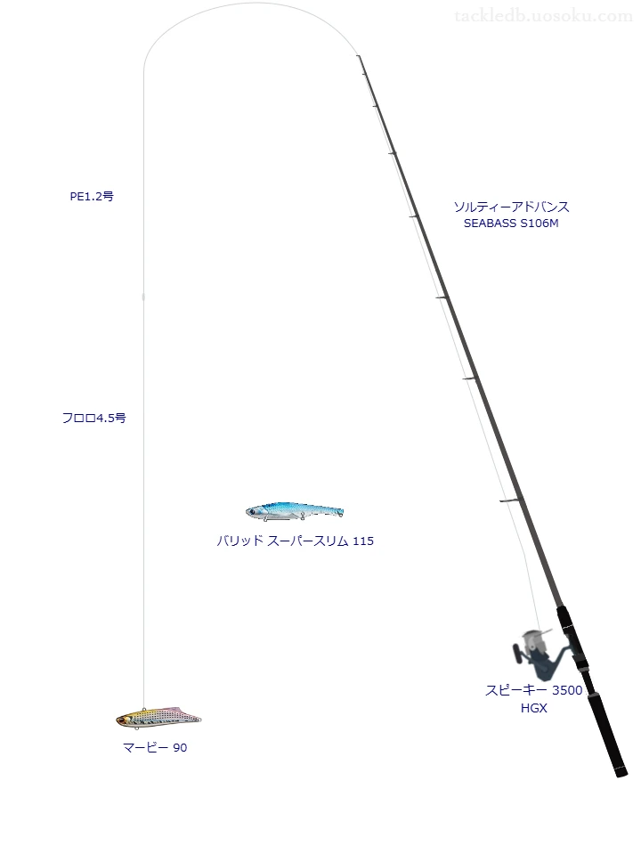 ソルティーアドバンス SEABASS S106M,スピーキー 3500 HGX ,バイブレーションを使うシーバスタックル【仮想インプレ】