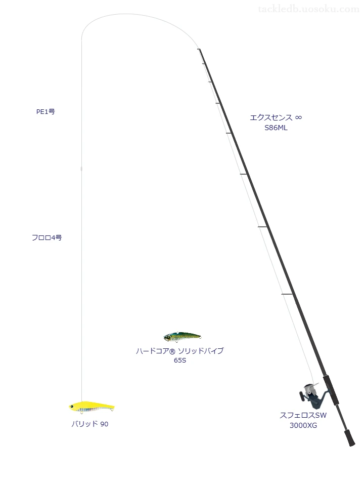 エクスセンス ∞ S86MLとスフェロスSW 3000XGを組み合わせたシーバスタックル【仮想インプレ】