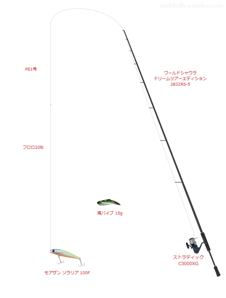 ソラリア 100Fにおすすめのスピニングタックル【ワールドシャウラ ドリームツアーエディション 2832RS-5】