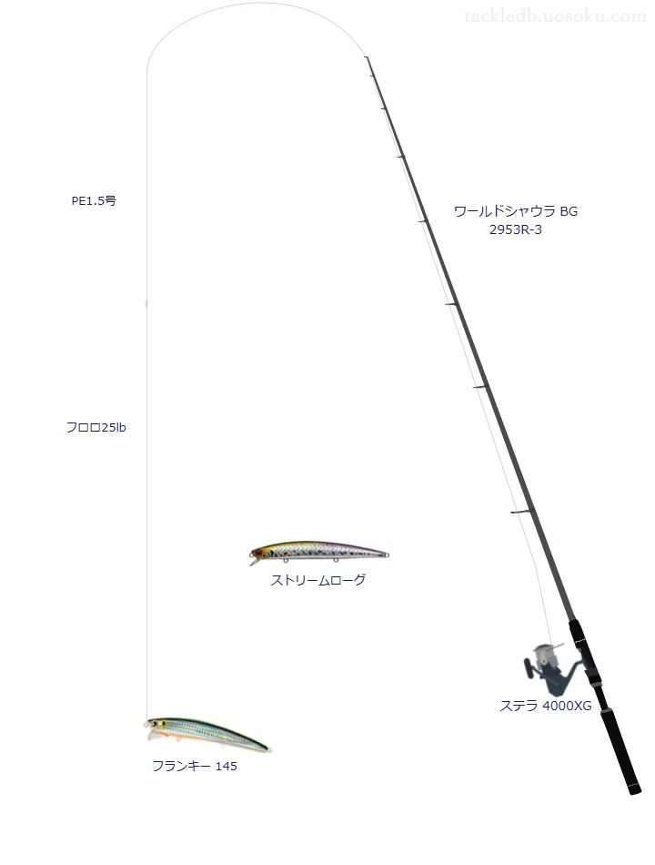 フランキー 145におすすめのスピニングタックル【ワールドシャウラ BG 2953R-3】