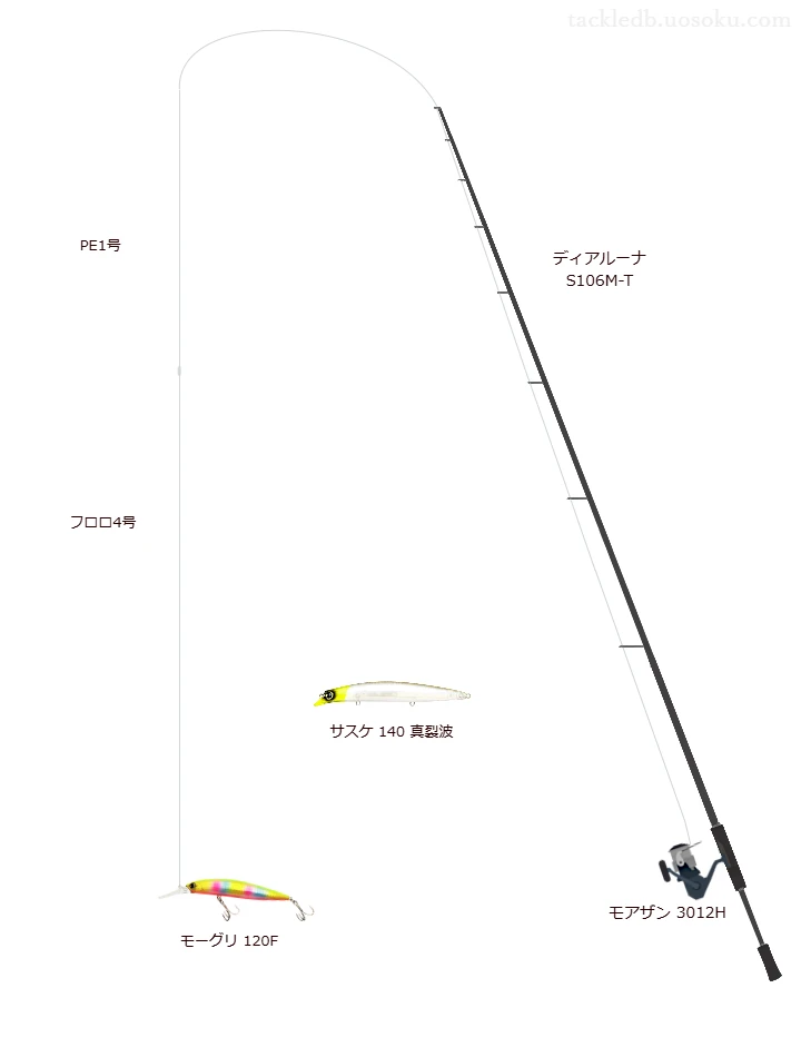 ディアルーナ S106M-Tとモアザン 3012Hの調和によるシーバスタックル【仮想インプレ】