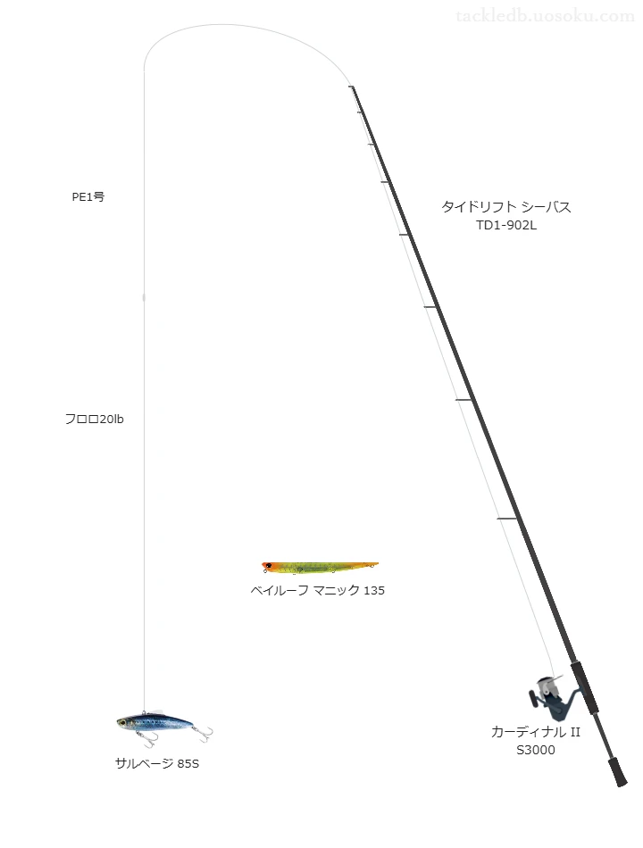 サルベージ 85Sにおすすめのスピニングタックル【タイドリフト シーバス TD1-902L】