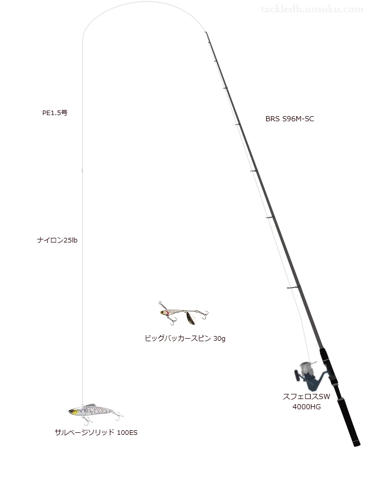 ジャッカルのBRS S96M-SCとスフェロスSW 4000HGによるシーバスタックル【仮想インプレ】