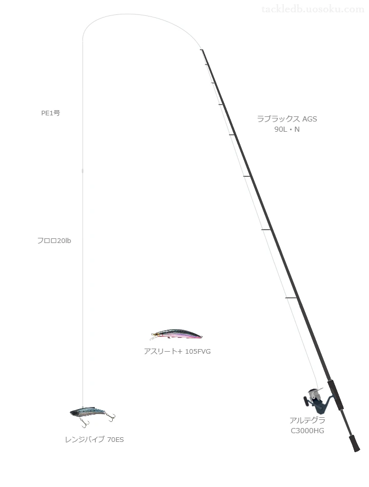【肝属川】レンジバイブ 70ESのためのシーバスタックル【ラブラックス AGS 90L・N】