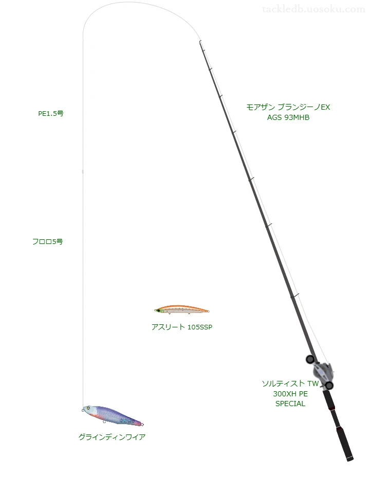 グラインディンワイア Ja-doスペシャル限定カラーのためのベイトタックル。ダイワのロッドとダイワのリール