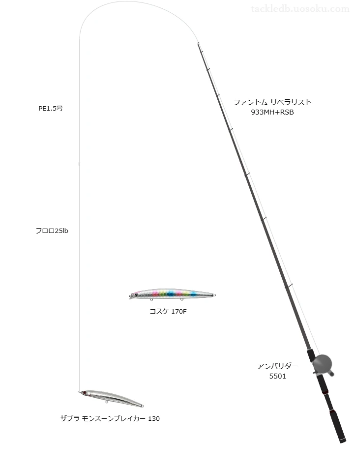 中級者向けシーバスタックル。ファントム リベラリスト 933MH+RSBとアブガルシアのリール