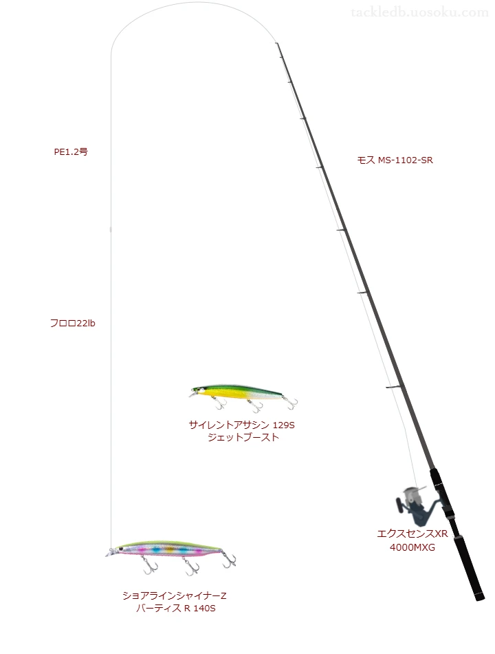 エキスパート向けシーバスタックル。モス MS-1102-SRとシマノのリール