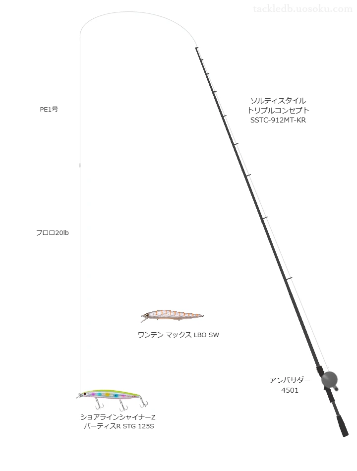  バーティスR STG 125Sのためのベイトタックル。アブガルシアのロッドとアブガルシアのリール