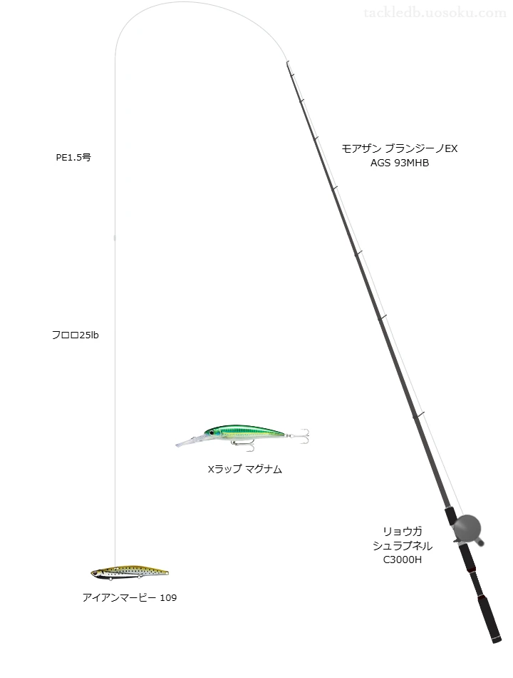 【Vインプレ】アイアンマービー 109用シーバスタックル【モアザン ブランジーノEX AGS 93MHB】