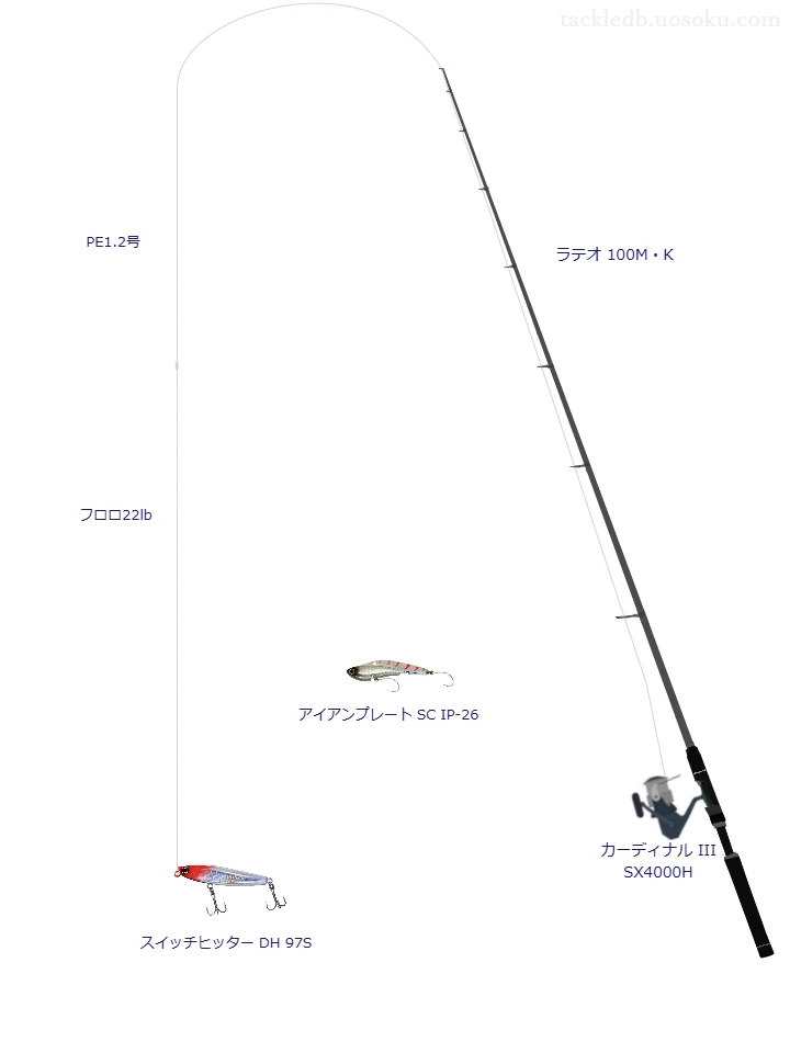 スイッチヒッター DH 97Sを使うシーバスタックル【ラテオ 100M・K】