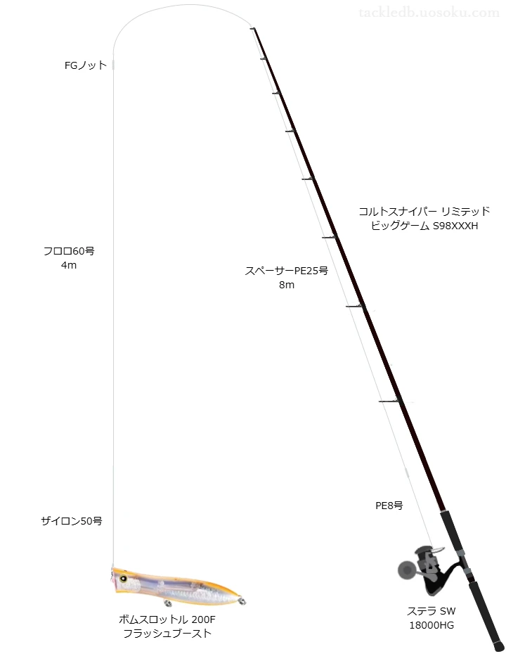 奄美大島ショアGTタックル。磯から大物をとるためのラインシステム。