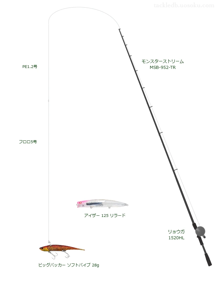 モンスターストリーム MSB-952-TRとビッグバッカー ソフトバイブ 28gによる最強シーバスタックル