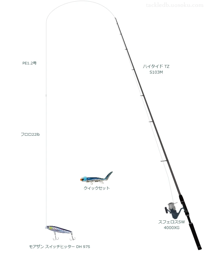 【地磯】スイッチヒッター DH 97Sのためのシーバスタックル【ハイタイド TZ S103M】