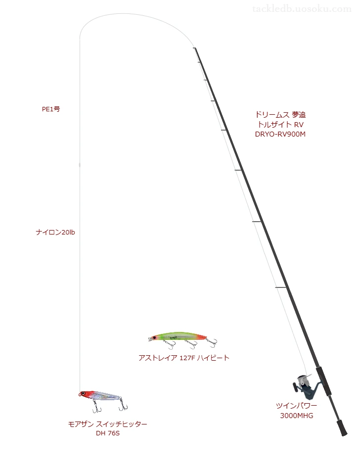 ドリームス 夢追 トルザイト RV DRYO-RV900Mとスイッチヒッター DH 76Sによる最強シーバスタックル