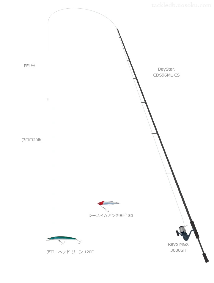 【名取川】アローヘッド リーン 120Fのためのシーバスタックル【DayStar. CDS96ML-CS】