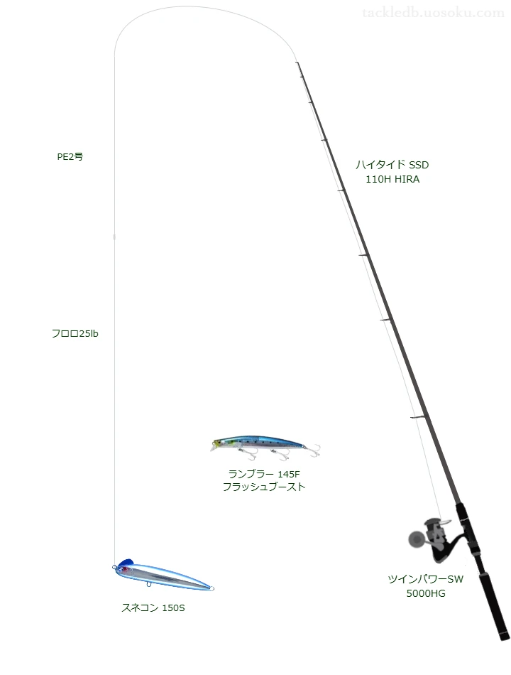 スネコン 150Sにおすすめのヒラスズキタックル【ハイタイド SSD 110H HIRA】