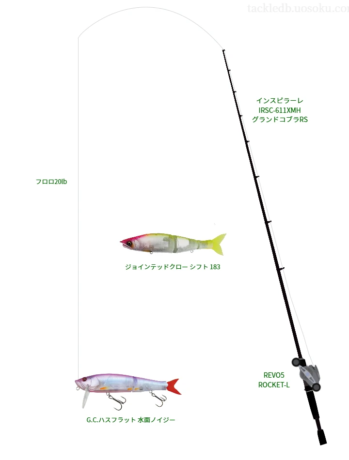 【相野沼】G.C.ハスフラット 水面ノイジーのためのバス釣りタックル【インスピラーレ IRSC-611XMH グランドコブラRS】