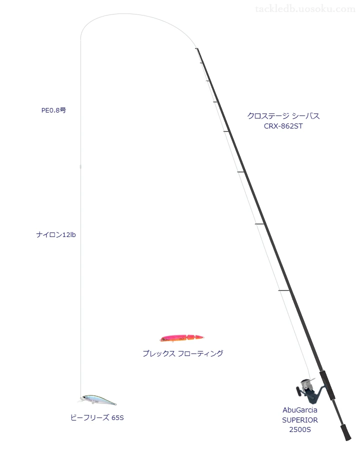 ウエイトが6.0g程度のルアーのためのシーバスタックル【ビーフリーズ 65S】