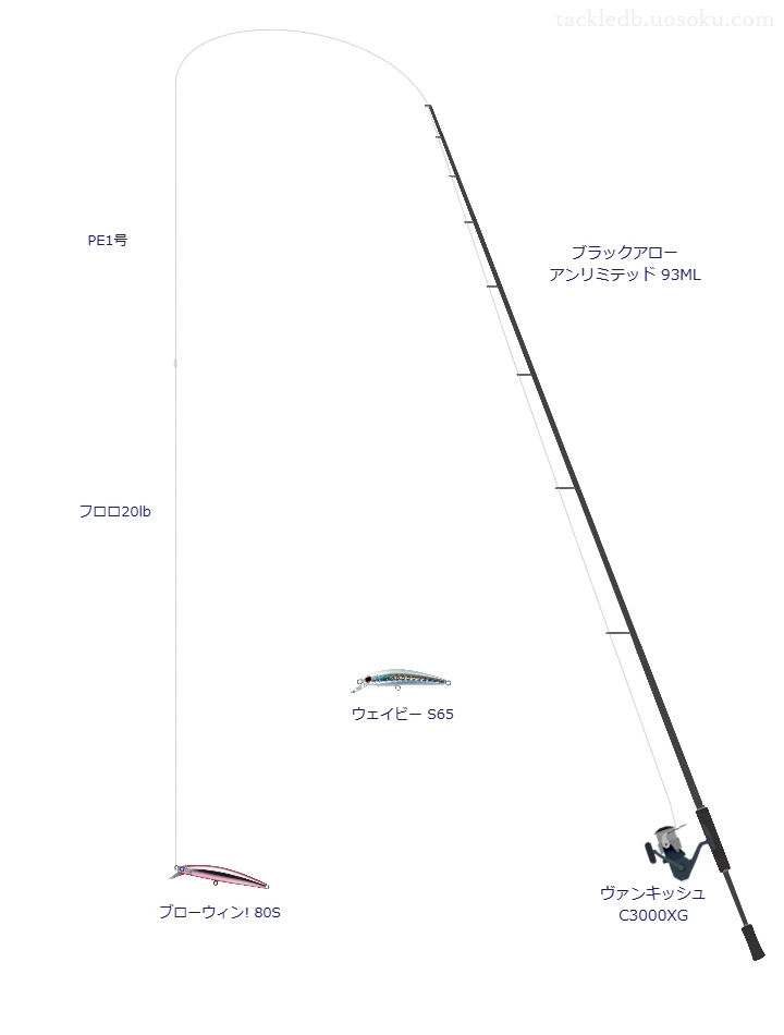 ウエイトが8.0g程度のルアーのためのシーバスタックル【ブローウィン! 80S】