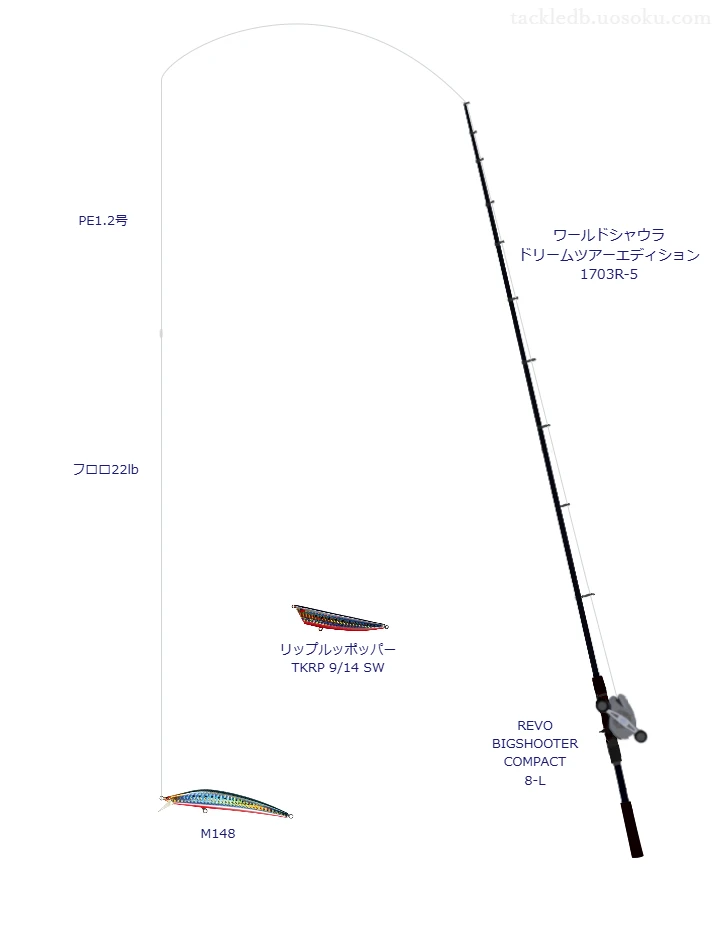 ウエイトが19.0g程度のルアーのためのボートシーバスタックル【M148】